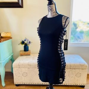 For Love & Lemons Black Lace Panel Mini Dress